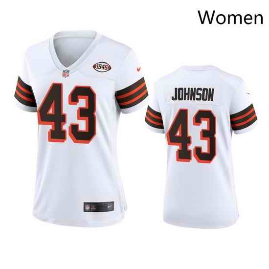 Women Cleveland Browns 43 John Johnson Nike 1946 Collection Alternate Game Limited NFL Jersey   White